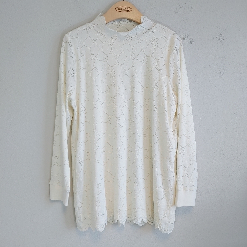 Soft Surroundings Camarra Lace Mock Neck Tunic Top Sz M Romantic Feminine
